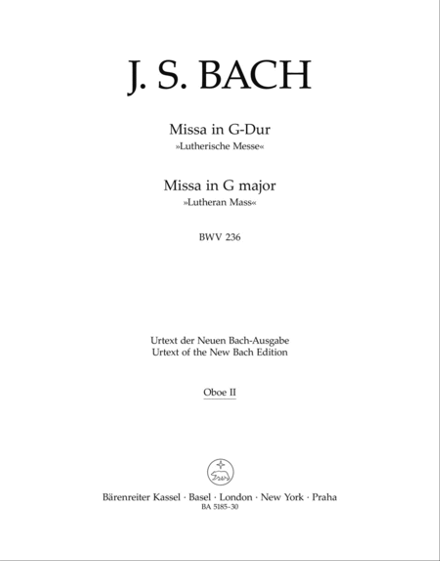 Mass G major BWV 236 'Lutheran Mass 4' Oboe scores gallery preview page 1