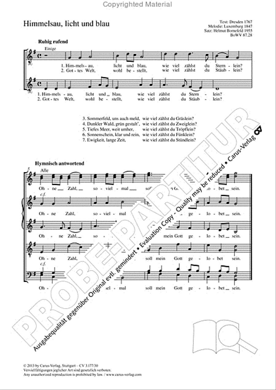 Himmelsau, licht und blau Choir scores gallery preview page 2