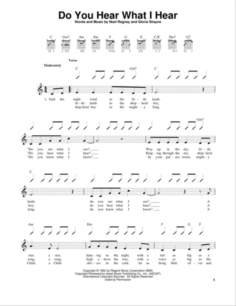 Do You Hear What I Hear Easy Guitar scores gallery preview page 1
