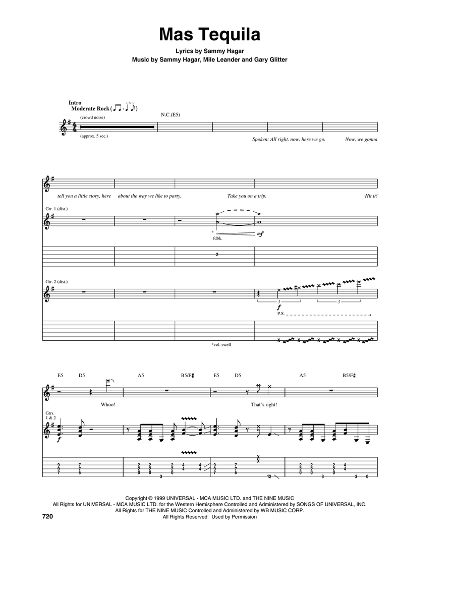 Mas Tequila Acoustic Guitar scores gallery preview page 1