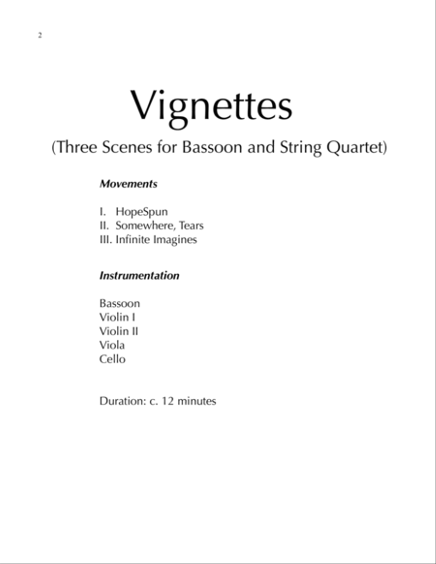 Vignettes (Three Scenes for Bassoon and String Quartet) Chamber Music scores gallery preview page 2