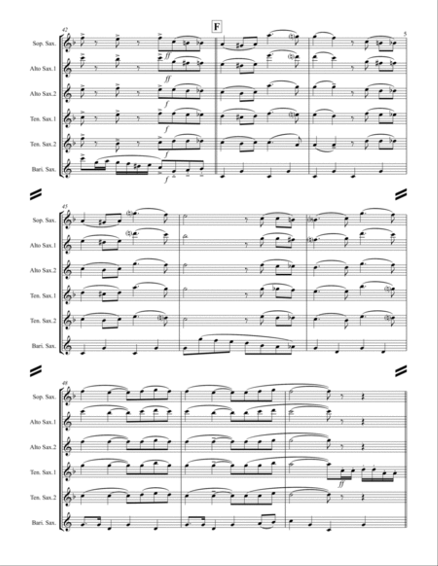 The Chicken Dance Saxophone Quintet scores gallery preview page 6