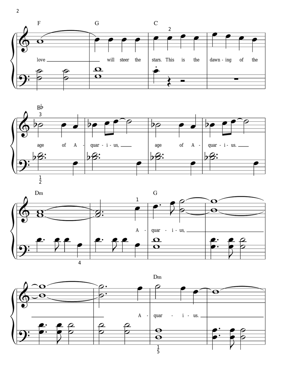 Aquarius Easy Piano scores gallery preview page 2