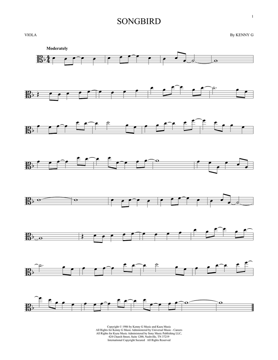 Songbird Viola Solo scores gallery preview page 1