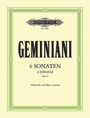 Book cover for 6 Sonatas for Cello and Continuo Op. 5