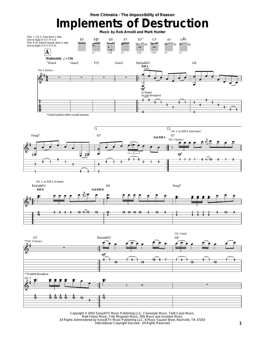 Implements Of Destruction Acoustic Guitar scores gallery preview page 1