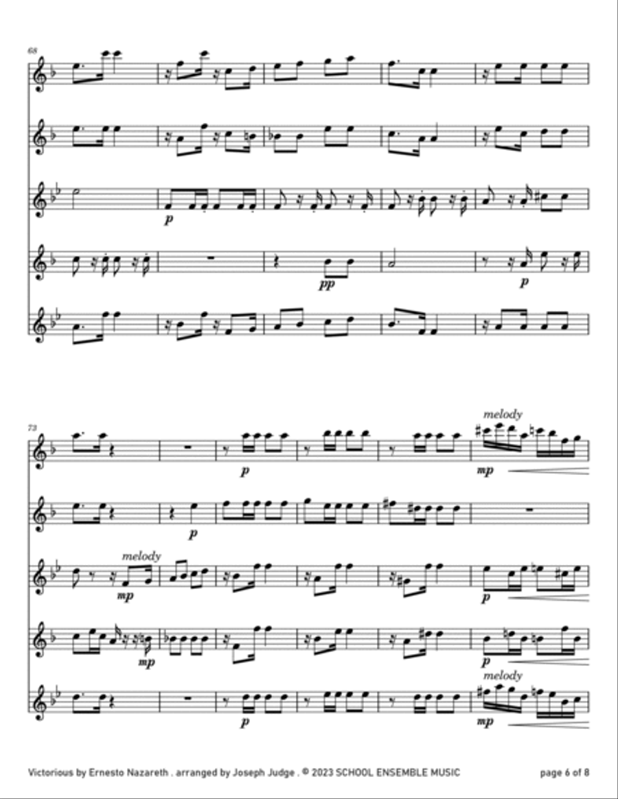 Victorious by Nazareth for Saxophone Quartet in Schools Saxophone Quartet scores gallery preview page 6