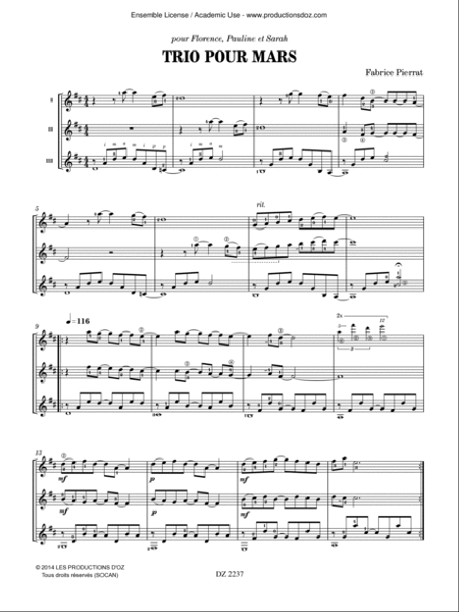 Trio pour Mars Trio pour Mars Guitar Ensemble scores gallery preview page 3