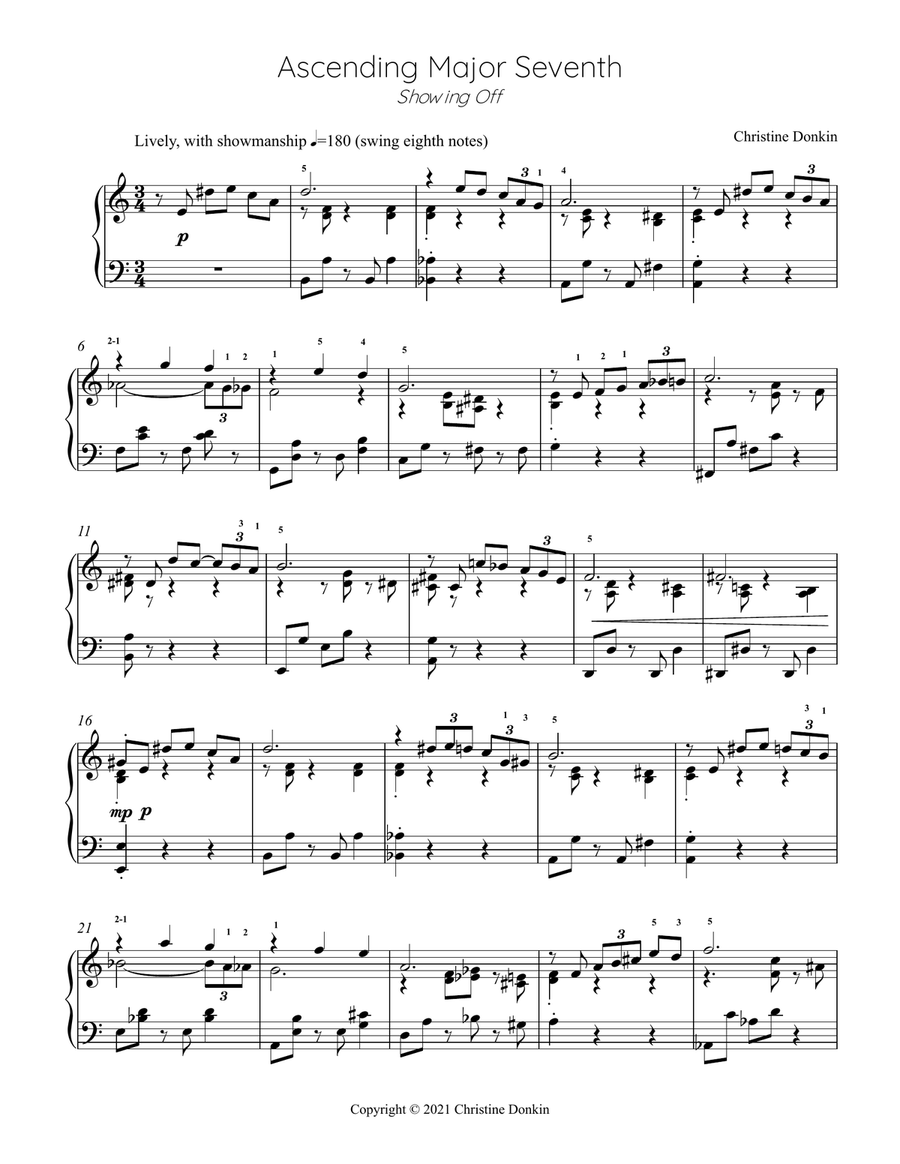 Ascending Major Seventh - Showing Off Piano Solo scores gallery preview page 1