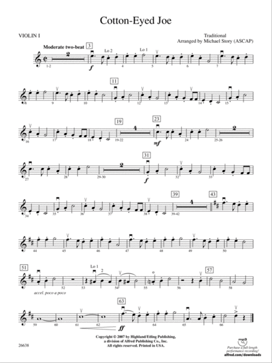 Cotton-Eyed Joe: 1st Violin String Orchestra scores gallery preview page 1