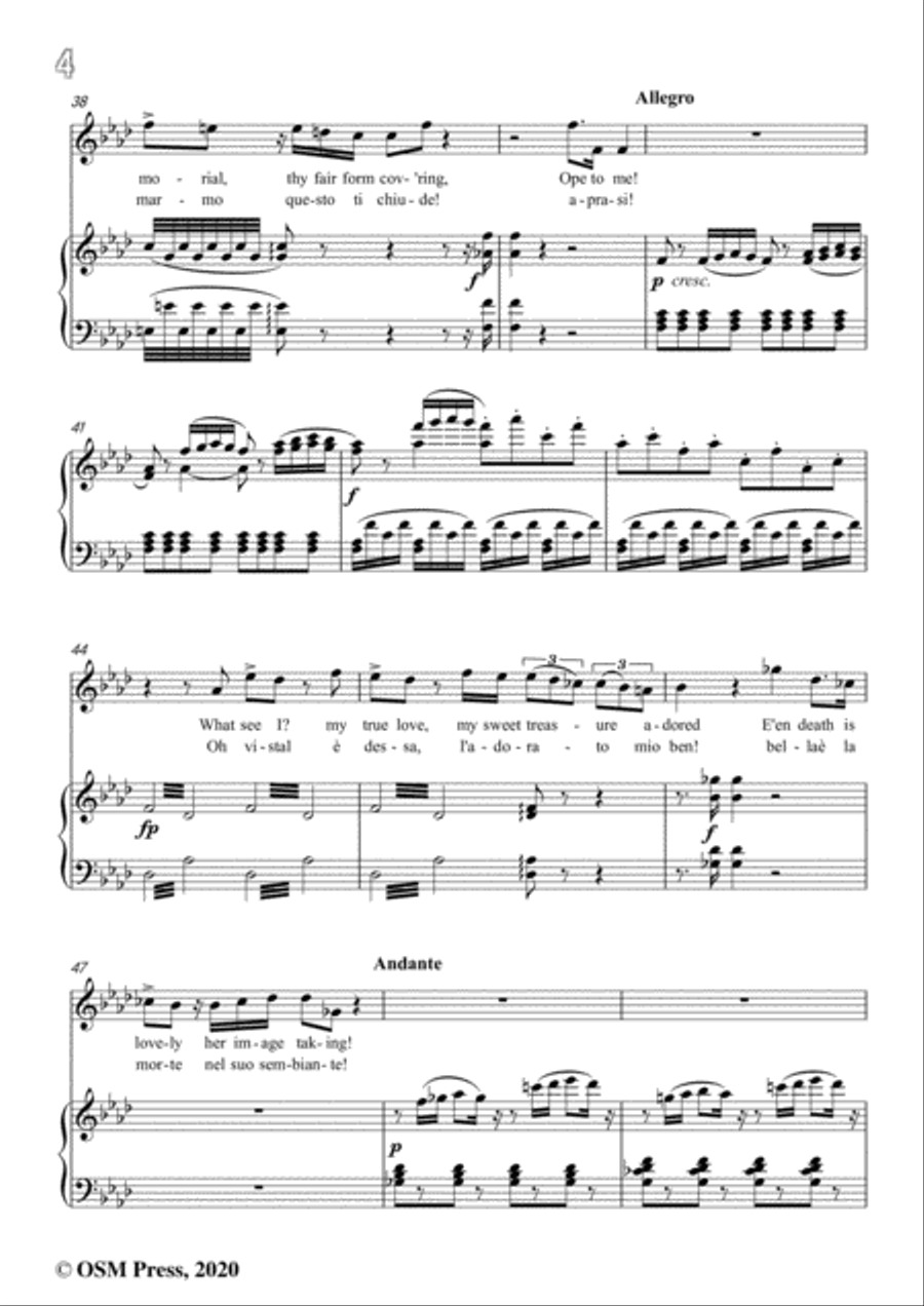 Vaccai-Ah! Se tu dormi,svegliati,in A flat Major,for Voice and Piano Voice Solo scores gallery preview page 6