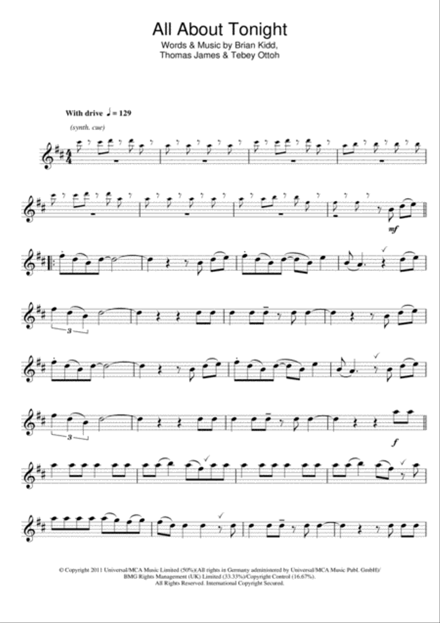 All About Tonight All About Tonight Flute Solo scores gallery preview page 1