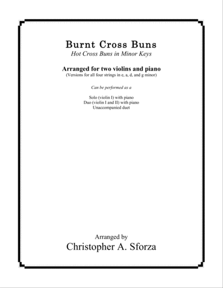 Burnt Cross Buns, for two violins and piano String Duet scores gallery preview page 1
