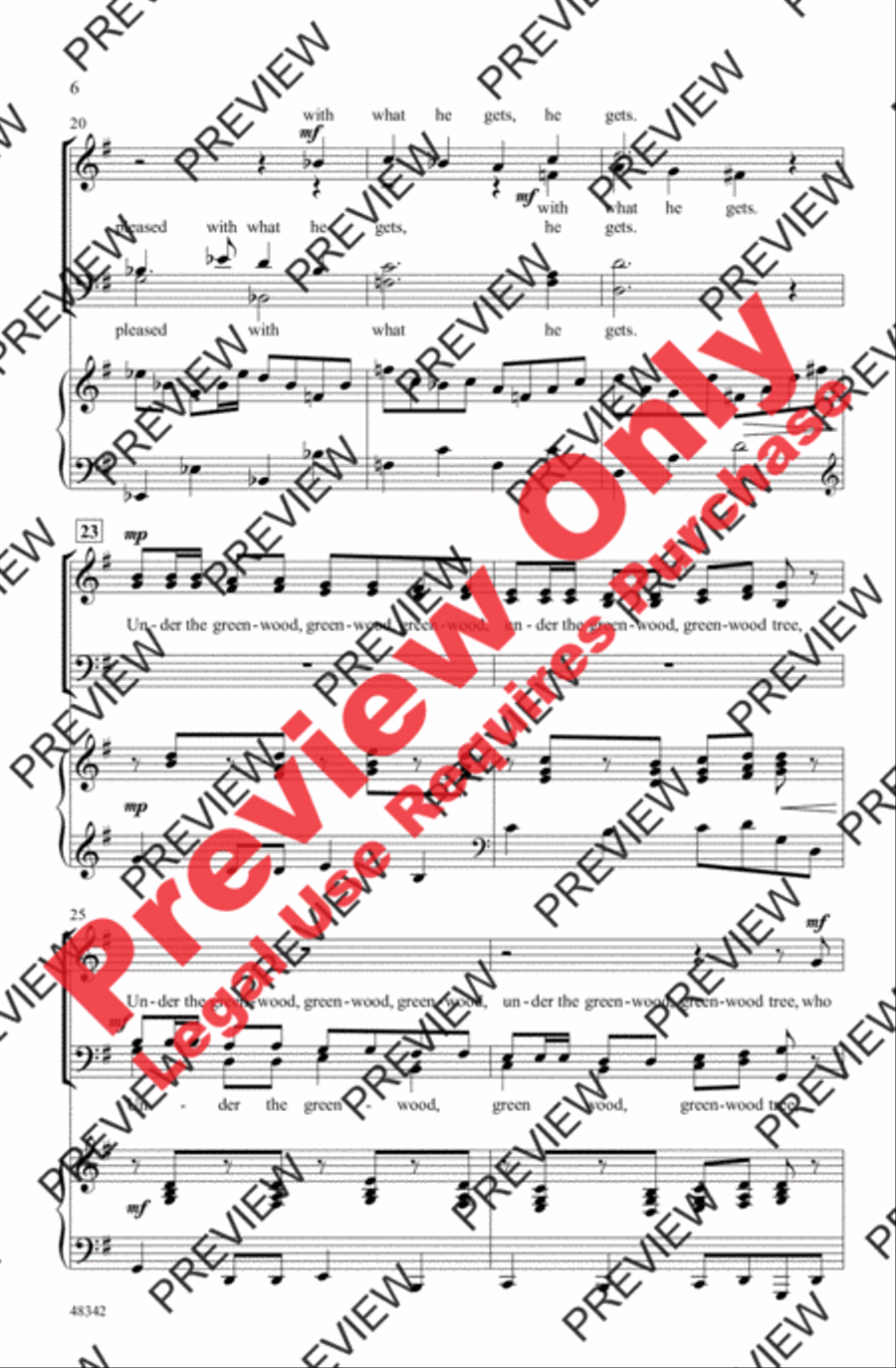 Under the Greenwood Tree 4-Part scores gallery preview page 5