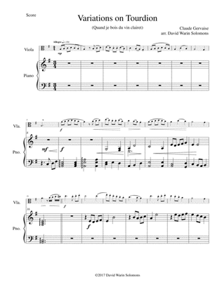 Tourdion (Quand je bois du vin clairet) for viola and piano