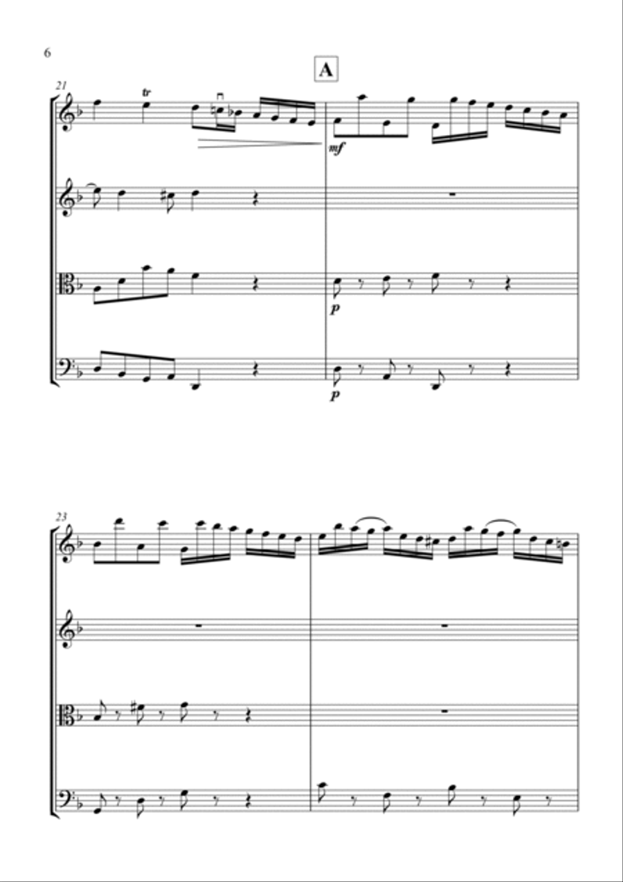 Bach: Double Violin Concerto in D Minor BWV 1043 (1st Movement) for String Quartet - Score and Parts String Quartet scores gallery preview page 6