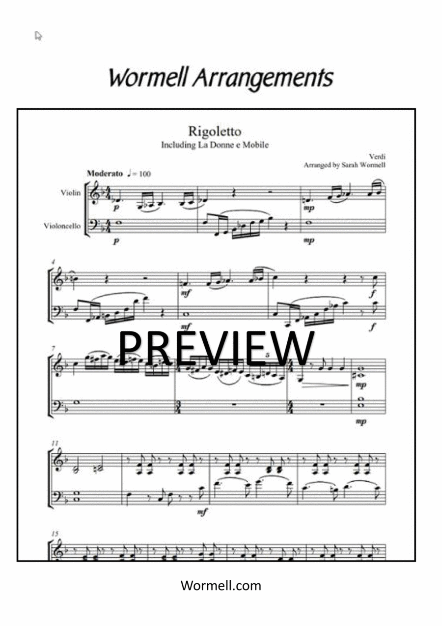Rigoletto, La Donne e Mobile String Duet scores gallery preview page 1