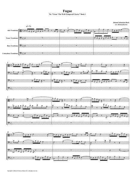 Fugue 07 from Well-Tempered Clavier, Book 1 (Trombone Quartet) image number null
