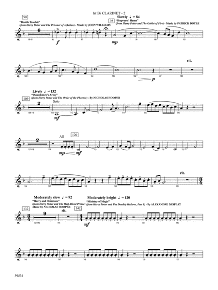The Magic of Harry Potter: 1st B-flat Clarinet Concert Band scores gallery preview page 2