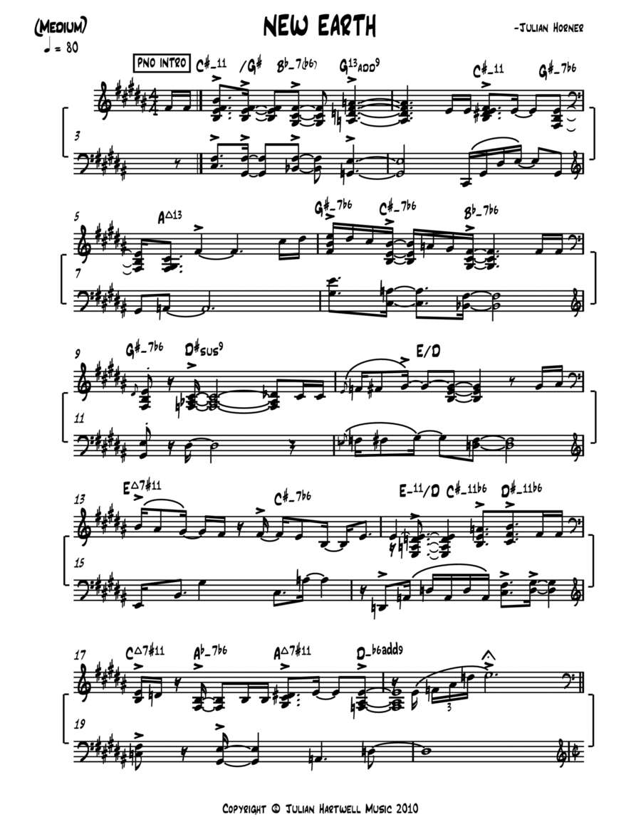 New Earth New Earth Piano scores gallery preview page 1