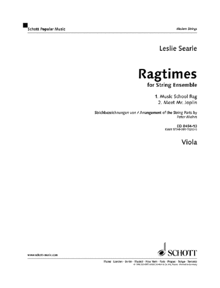 Searle Ragtimes Str Ensemble. Vla