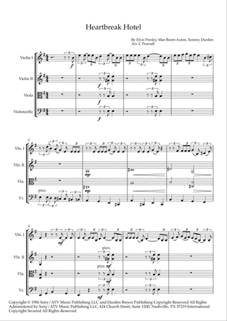 Heartbreak Hotel String Quartet scores gallery preview page 2