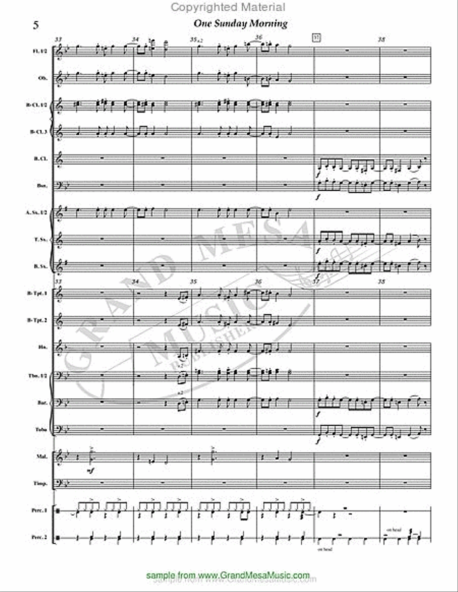 One Sunday Morning Concert Band scores gallery preview page 6