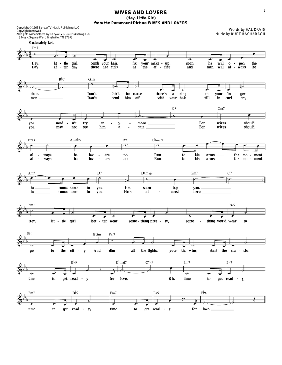Wives And Lovers (Hey, Little Girl) Guitar scores gallery preview page 1
