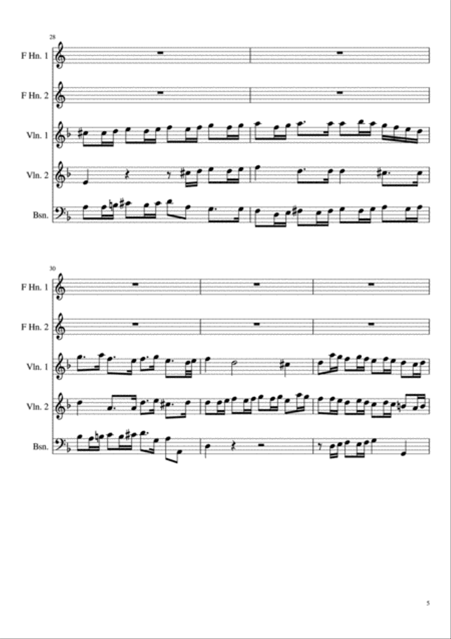 Ouverture à 5 in F major, TWV 44:8 Complete Score with Parts Small Ensemble scores gallery preview page 5