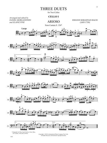 Three Duets: "Air on the G String", from Orchestral Suite No. 3 in D major, S. 1068, No. 2; Adagio from Toccata, Adagio and Fugue in C major, S. 564; Arioso from Cantata S. 156