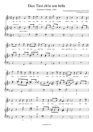 Dice Tirsi ch'io son bella (Vocal score/piano reduction)