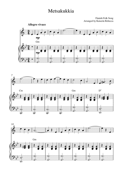 Metsakukkia (soprano saxophone solo and piano accompaniment) image number null