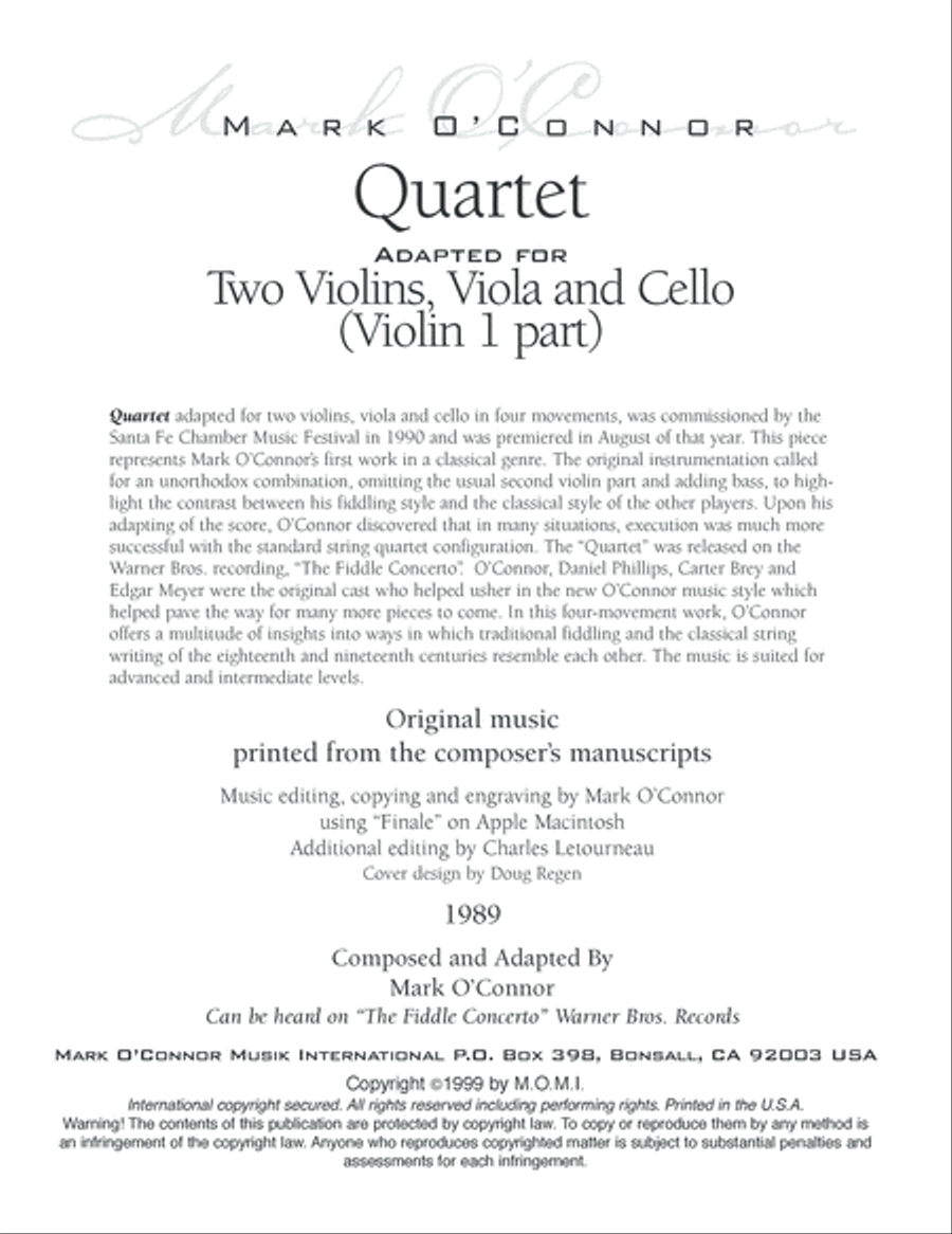 String Quartet No. 1 (violin 1 part - two vlns, vla, cel) String Quartet scores gallery preview page 3