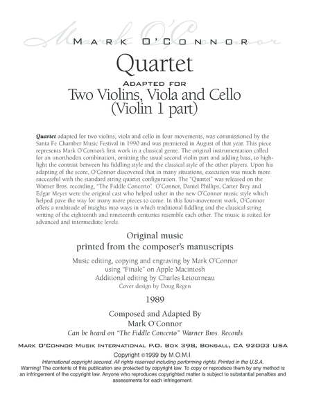 String Quartet No. 1 (violin 1 part - two vlns, vla, cel) image number null