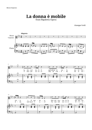 Book cover for La donna è mobile in E-flat major for Mezzo Soprano and Piano