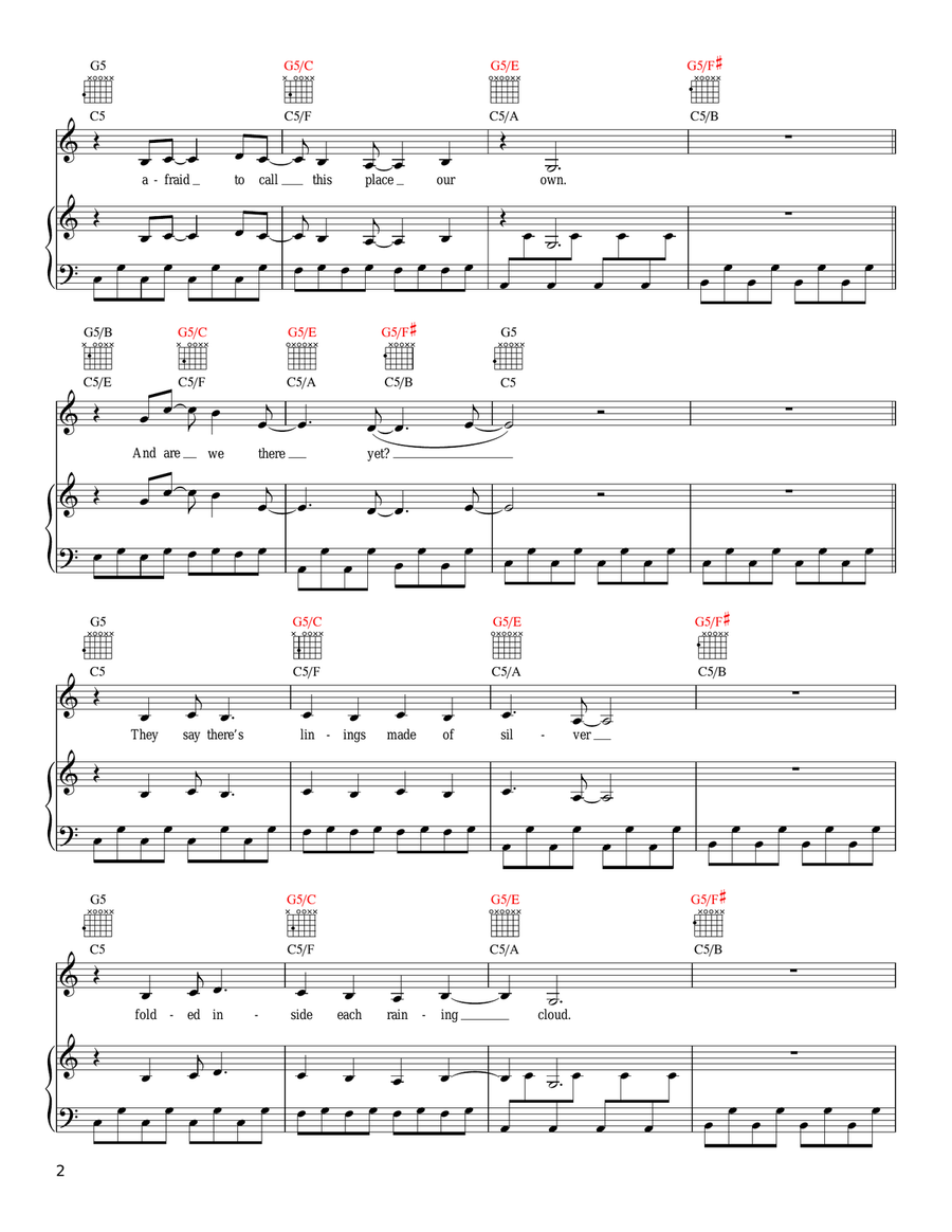 Are We There Yet Piano, Vocal, Guitar scores gallery preview page 2