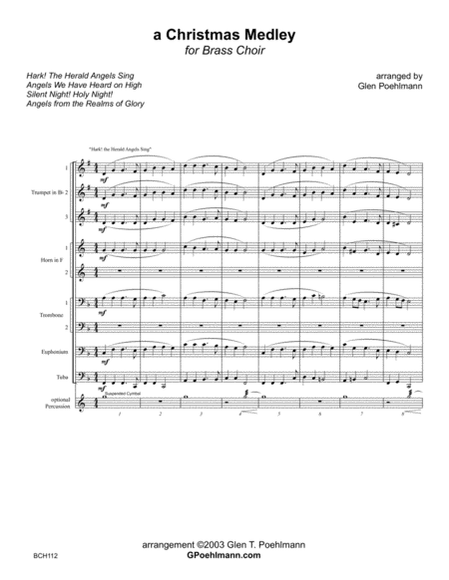 A CHRISTMAS MEDLEY for BRASS CHOIR (3 Trumpets, 2 Horns, 2 Trombones, Euphonium & Tuba) image number null