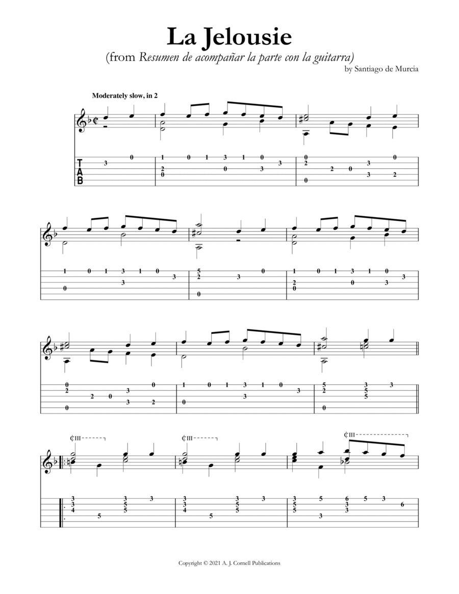 La Jelousie Classical Guitar scores gallery preview page 1