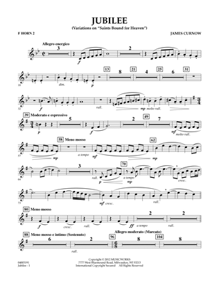 Jubilee (Variations On "Saints Bound for Heaven") - F Horn 2