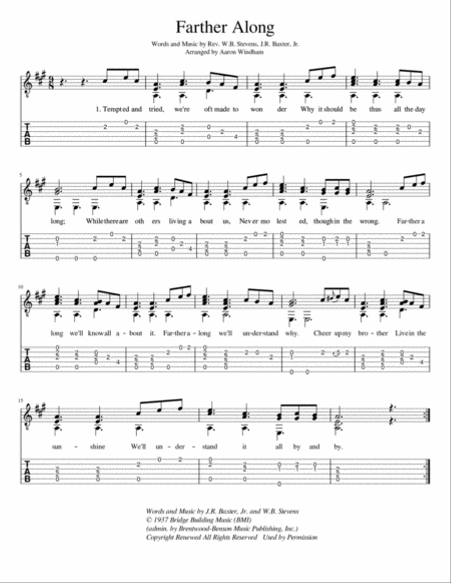 Farther Along Guitar Tablature scores gallery preview page 1