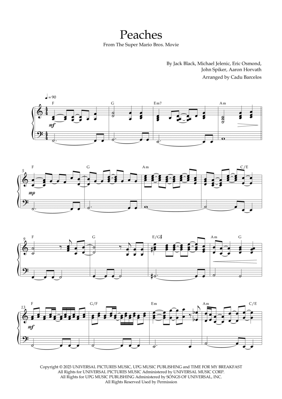 Peaches Piano Solo scores gallery preview page 1