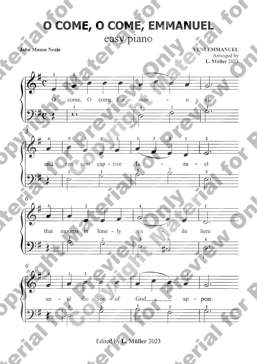 O Come, O Come, Emmanuel - Easy Piano Easy Piano scores gallery preview page 1