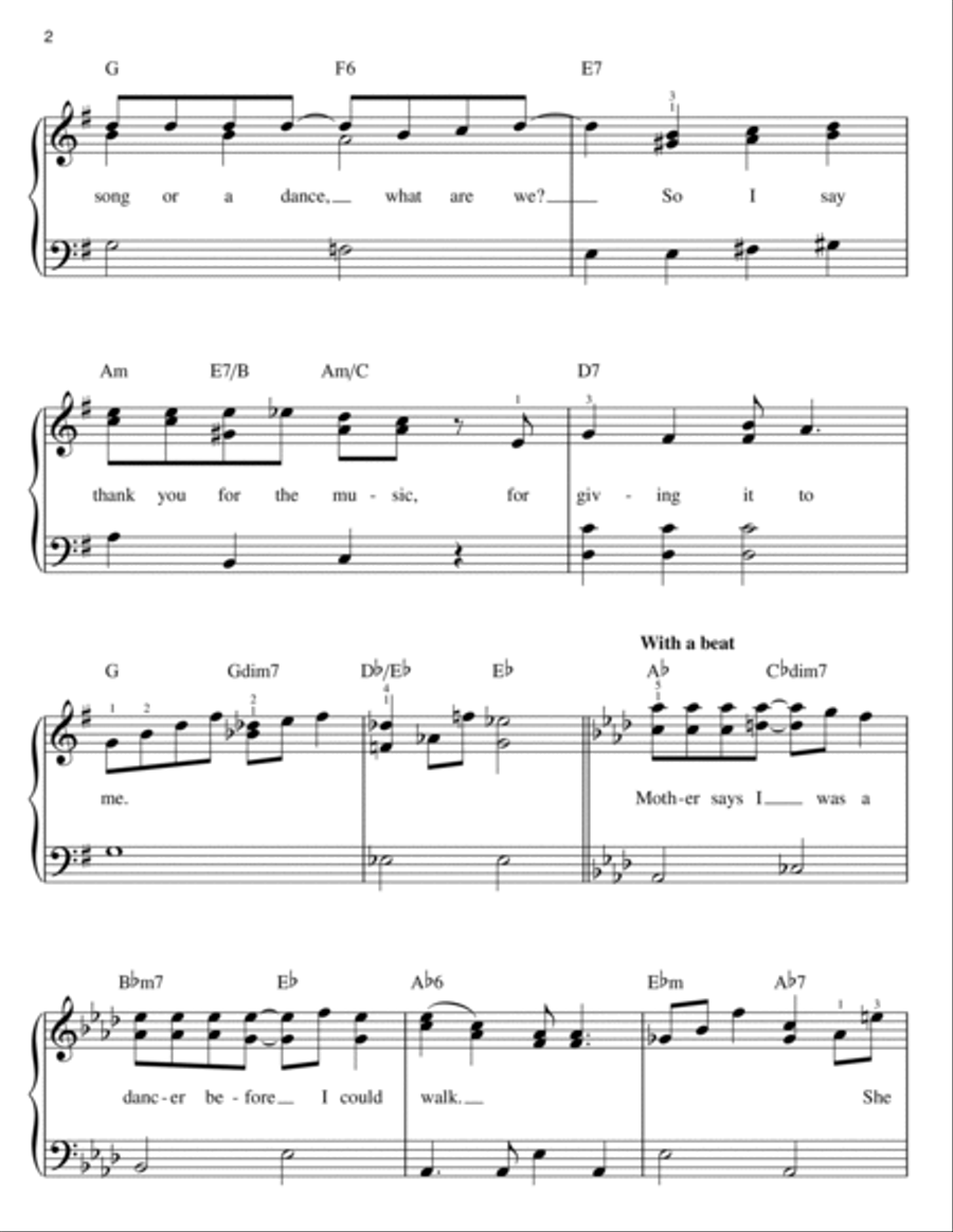 Thank You For The Music Easy Piano scores gallery preview page 2