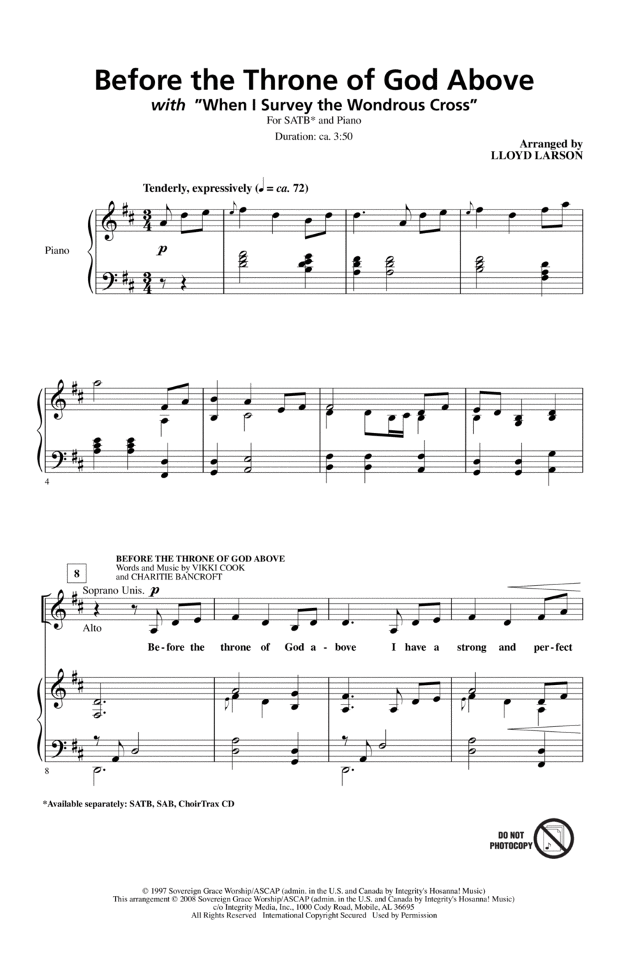 Before The Throne Of God Above 4-Part scores gallery preview page 1