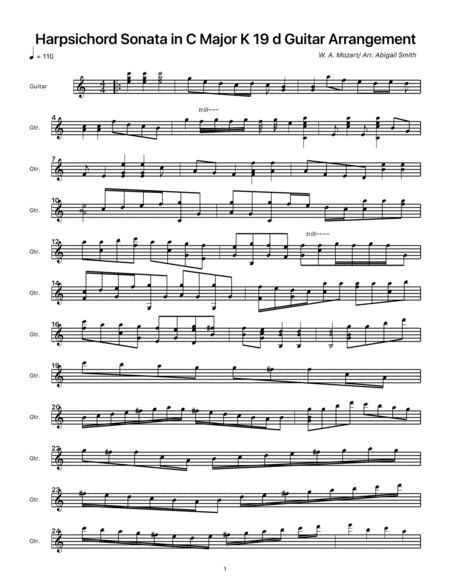 Harpsichord sonata in C Major Guitar Arrangement