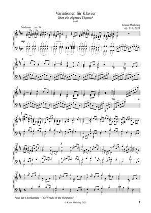 Variationen für Klavier über ein eigenes Thema, op. 318 (2021)