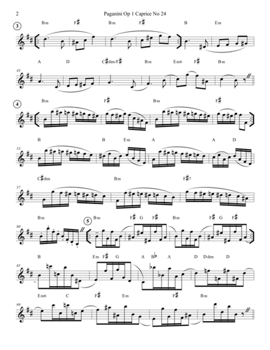 Paganini Op 1 Caprice No 24 Variations For Solo Alto or Tenor Saxophone