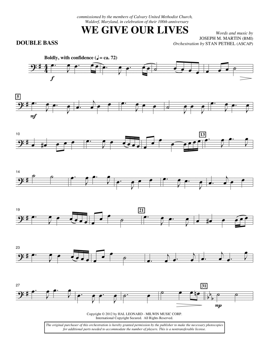 We Give Our Lives - Double Bass Choir scores gallery preview page 1
