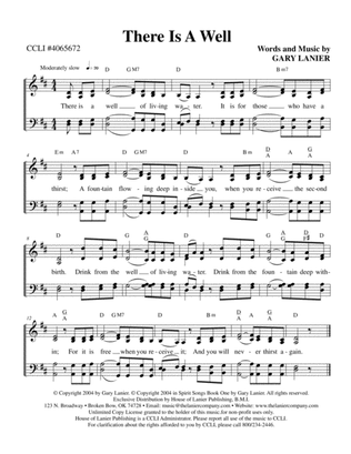 THERE IS A WELL by Gary Lanier, Worship Hymn Sheet (Melody, Lyrics, 4 Part Harmony & Chords)