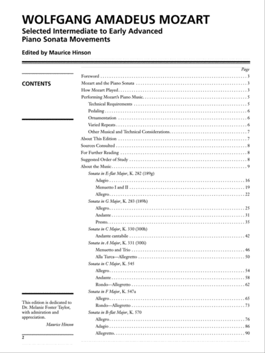Mozart -- Selected Intermediate to Early Advanced Piano Sonata Movements Piano Solo scores gallery preview page 2